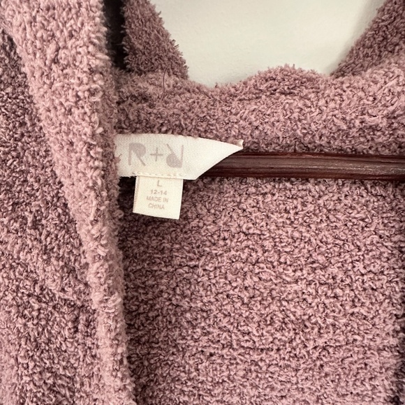 R+R Girls Teddy Hoodie Cardigan — Size Large (12-14) Blush - Picture 3 of 4
